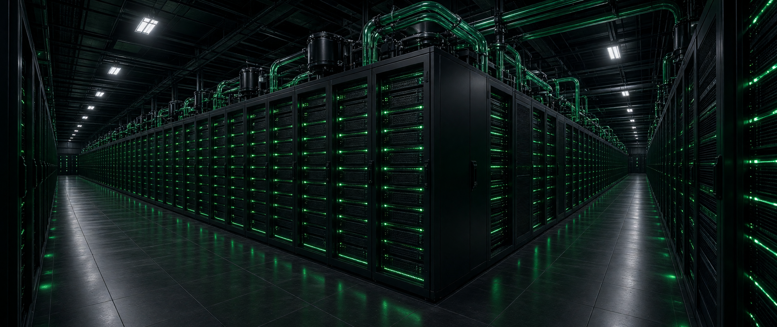 Ilustração de um supercomputador associado à inteligência artificial