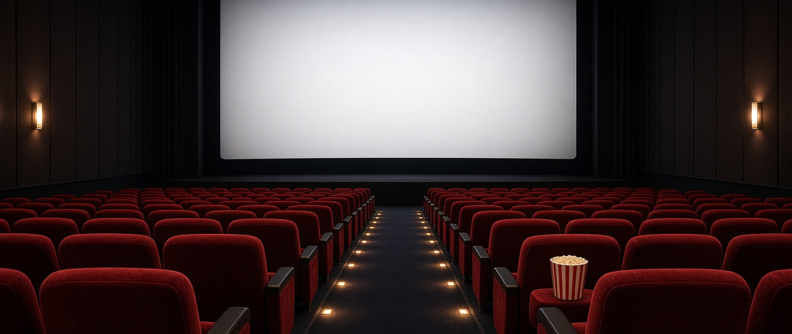 Poltronas de cinema em uma sala de exibição